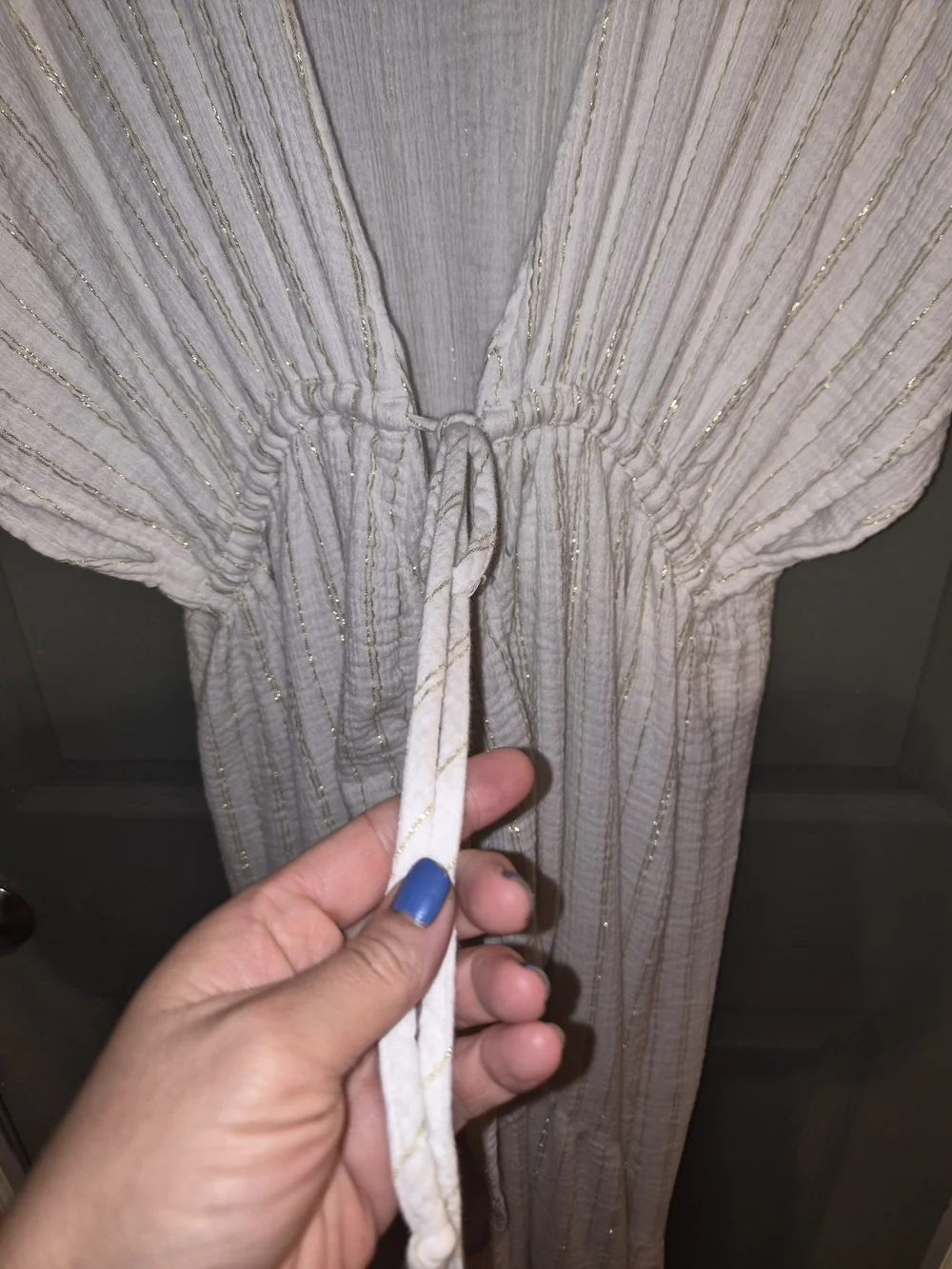 aerie White Swim Coverup with Gold Stripe